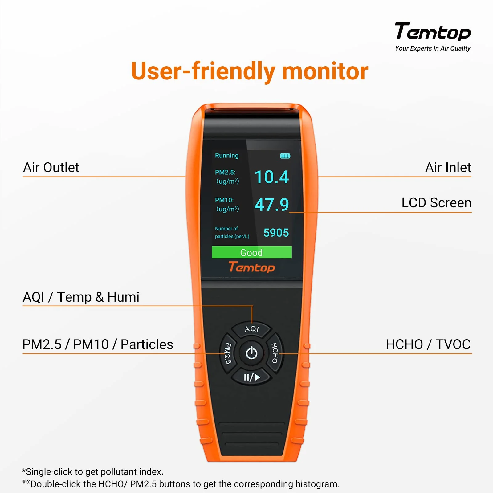 Temtop air quality monitor product detail