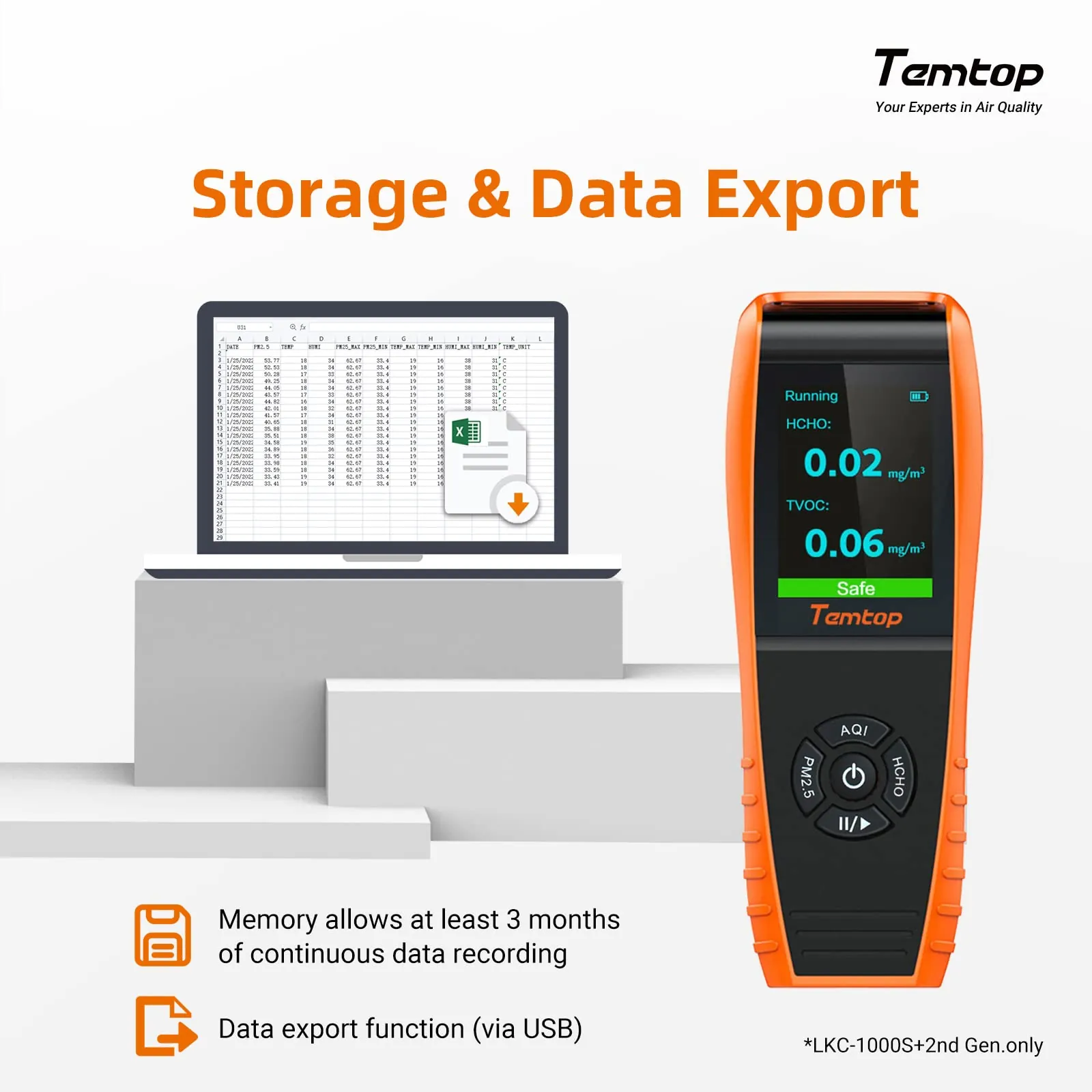 Temtop air quality monitor comparison view
